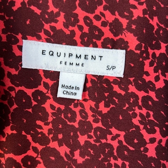 Equipment Huntley Floral Burgundy Red Long Sleeve Button Down Top Size S - Picture 6 of 11
